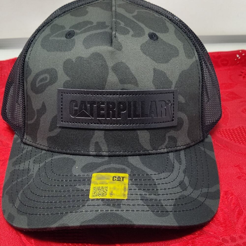 CAT Caterpillar Trucker Hat BLK CAMO Men's Adjustable Mesh Richardson 112PFP